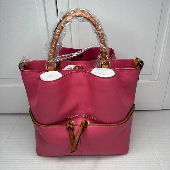 New DOONEY & BOURKE Dawson Leather Bucket Bag in Bubble Gum