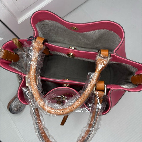 New DOONEY & BOURKE Dawson Leather Bucket Bag in Bubble Gum