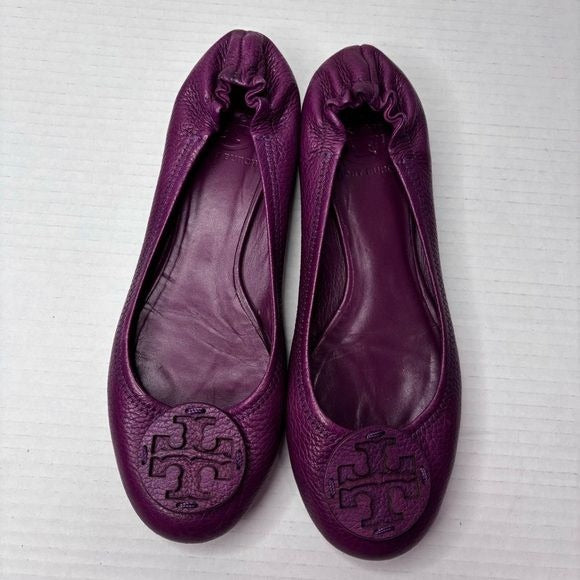 TORY BURCH Purple Leather Reva Ballet Flats Size 6