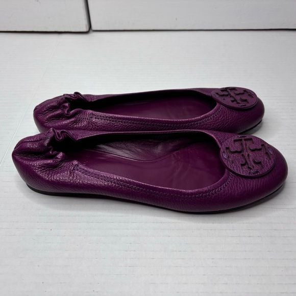 TORY BURCH Purple Leather Reva Ballet Flats Size 6