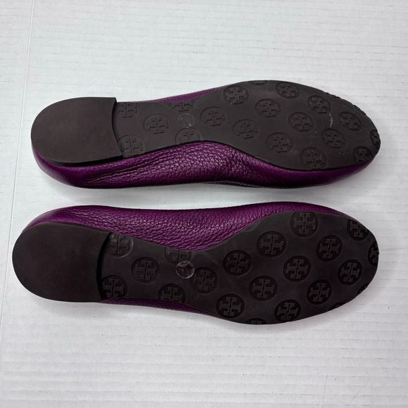 TORY BURCH Purple Leather Reva Ballet Flats Size 6