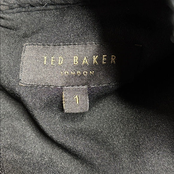 TED BAKER London Black Quilted Peplum Top Size 4