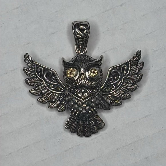 SAMUEL B. Sterling Silver Citrine Owl Pendant