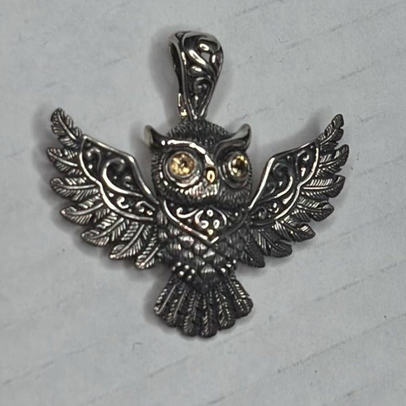 SAMUEL B. Sterling Silver Citrine Owl Pendant