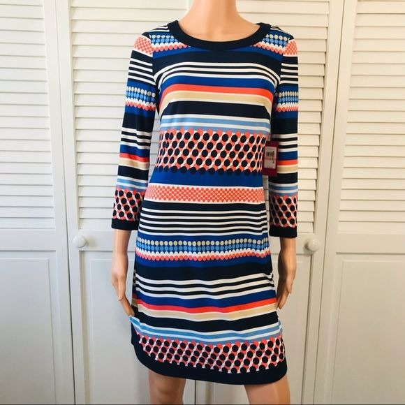 *NEW* VINCE CAMUTO Multicolor 3/4 Sleeve Dress Size 2