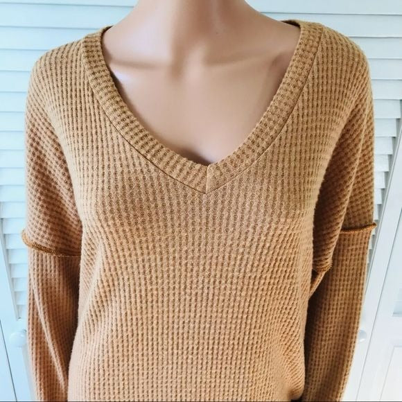 *NEW* INFINITY RAINE Orange Oversized Waffle Knit Long Sleeve Sweater Size S