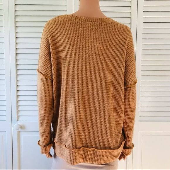 *NEW* INFINITY RAINE Orange Oversized Waffle Knit Long Sleeve Sweater Size S