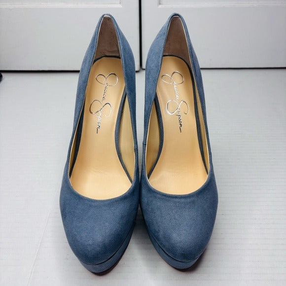 NEW JESSICA SIMPSON Nellah Ash Blue High Heel Platform Pumps Size 8