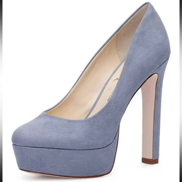 NEW JESSICA SIMPSON Nellah Ash Blue High Heel Platform Pumps Size 8