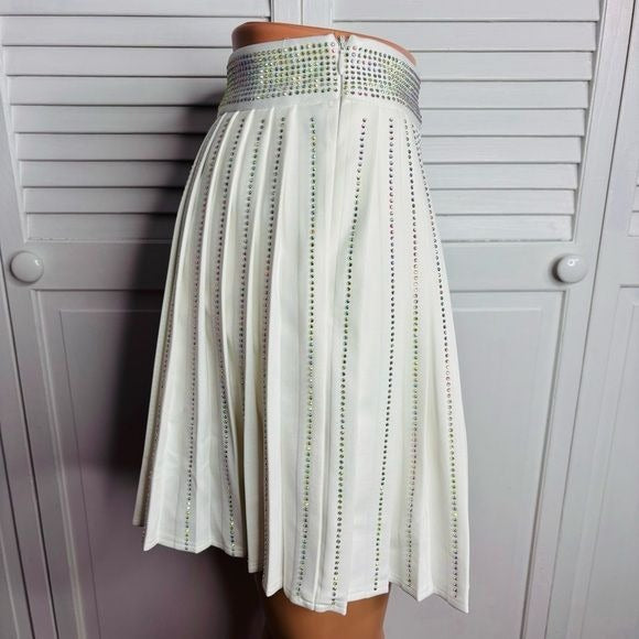 *NEW* NYLON APPAREL White Pleated Jeweled Skater Skort Size Small