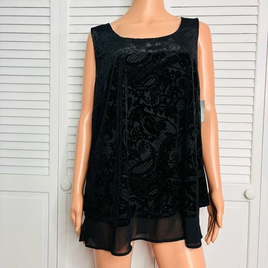 *NEW* INC International Concepts Plus Size Black Paisley Tank Top Size 2X