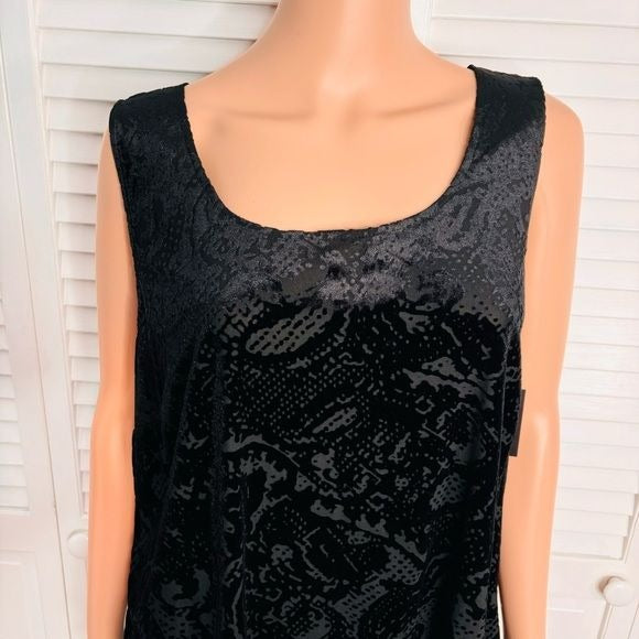 *NEW* INC International Concepts Plus Size Black Paisley Tank Top Size 2X