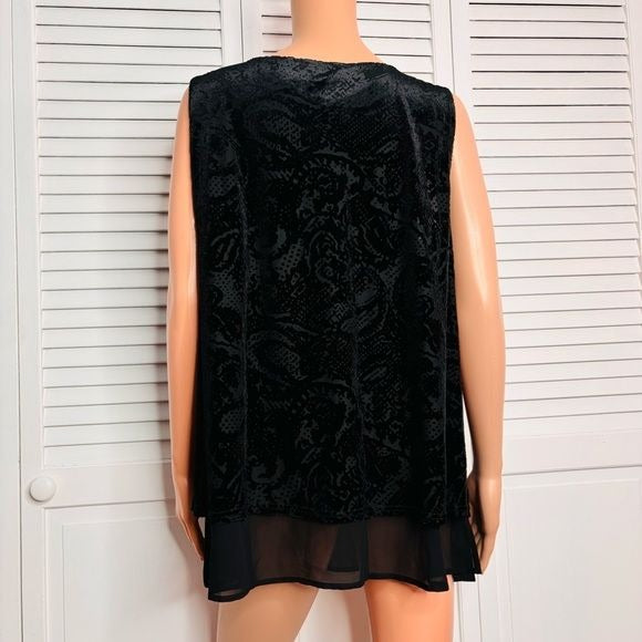 *NEW* INC International Concepts Plus Size Black Paisley Tank Top Size 2X