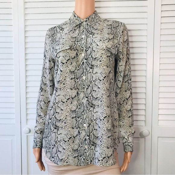 EQUIPMENT Femme Silk Snake Print Slim Signature Button Down Shirt Size S