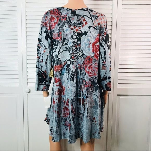 ONE WORLD Multicolor Floral Lightweight Sweater Tunic Size 1X *NEW*