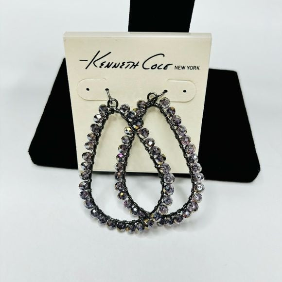 *NEW* KENNETH COLE Purple Beaded Oval Earrings
