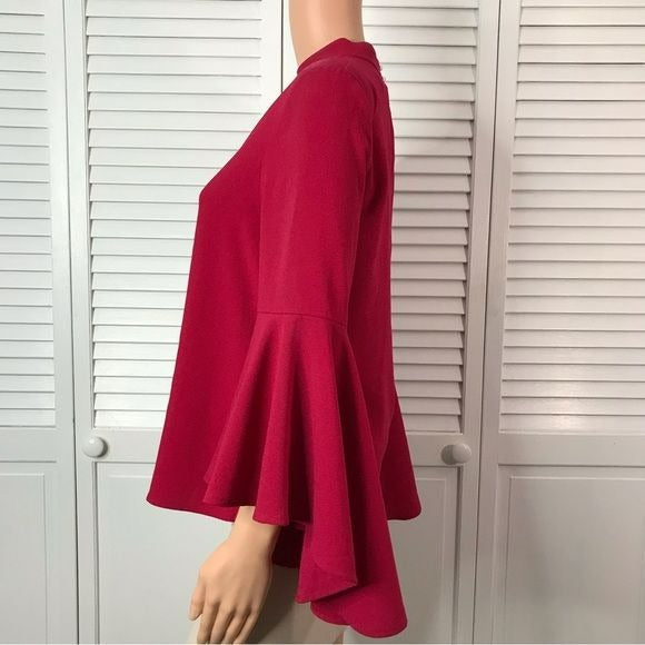 *NEW* WAYF Ryan Dark Pink Bell Sleeve Blouse Size S