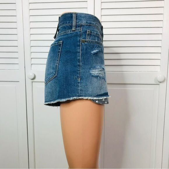 OLD NAVY Blue Denim Distressed Low Rise Shorts Size 8 *NEW*