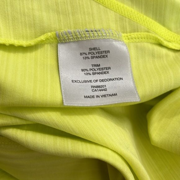 MONDETTA Neon Yellow Hooded Long Sleeve Lightweight Shirt Size Medium