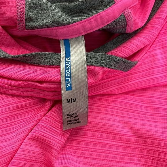 MONDETTA Pink Hooded Long Sleeve Lightweight Shirt Size Medium