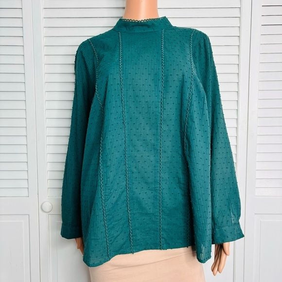 MODCLOTH Green High Neckline Blouse Size 1X