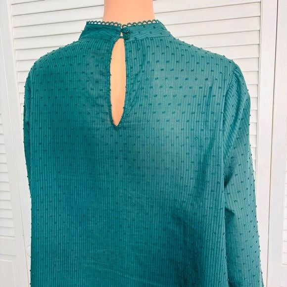 MODCLOTH Green High Neckline Blouse Size 1X