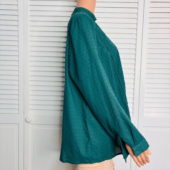 MODCLOTH Green High Neckline Blouse Size 1X