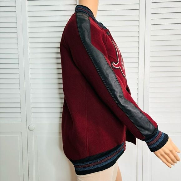 COACH Runway Collection Burgundy Oversized Varsity Jacket Size XS