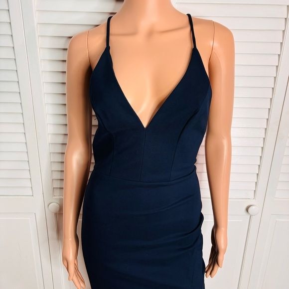 ASTR the label Peeking Lace Bodycon Navy Blue Dress Size Small