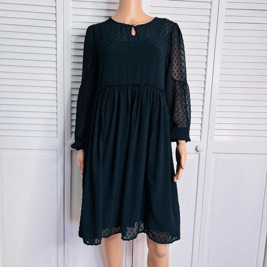 *New* MATILDA JANE Charlie Swiss Dot Black Overlay Sheer Dress Size Medium