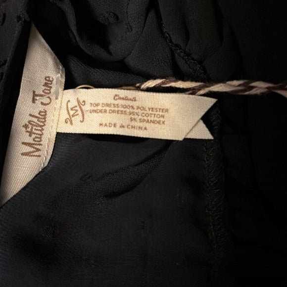 *New* MATILDA JANE Charlie Swiss Dot Black Overlay Sheer Dress Size Medium