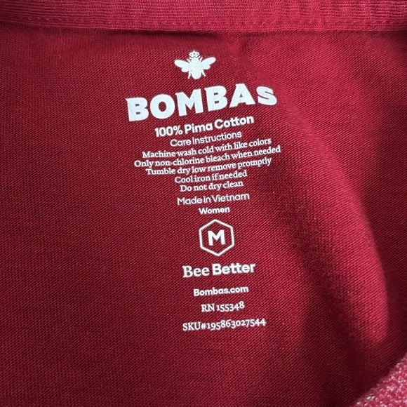 BOMBAS Red Cotton Short Sleeve Shirt Size M