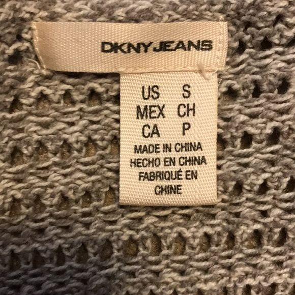 DKNY JEANS Gray Deep V-Neck Cardigan Sweater Size S