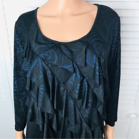 NOTATIONS Aayta Sparkle Ruffle Design Top Size 2X *NEW*