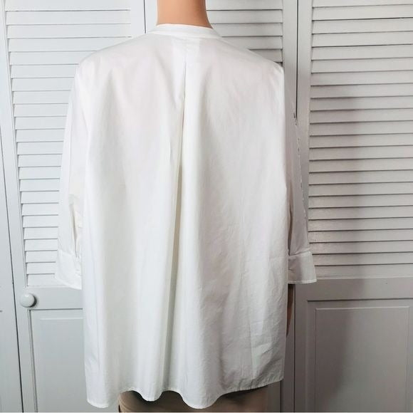 *NEW* PSOPHIA Off White 3D Print Lace Short Sleeve Oversized Shirt Size L