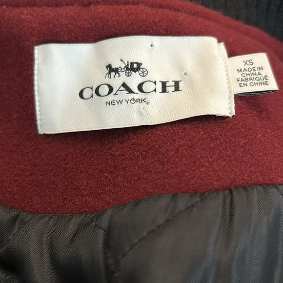 COACH Runway Collection Burgundy Oversized Varsity Jacket Size XS