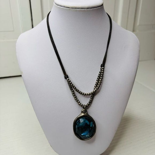 UNO DE 50 Fresh Silver Swarovski Blue Leather Necklace