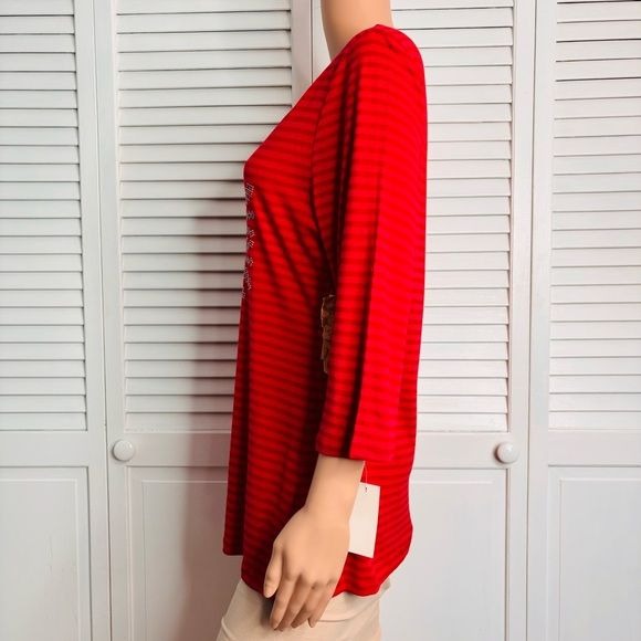 *NEW* ONE WORLD Red Striped Studded Shirt Size 2X