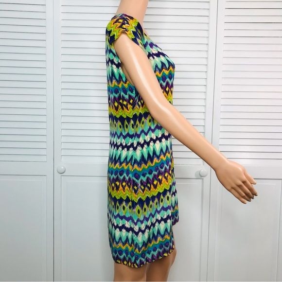 AMOUR VERT Silk Multicolor Short Sleeve Dress Size M