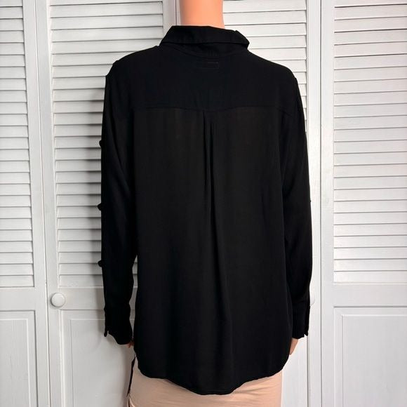 *NEW* MICHAEL LAUREN Black Nobel Button Down Blouse Size M