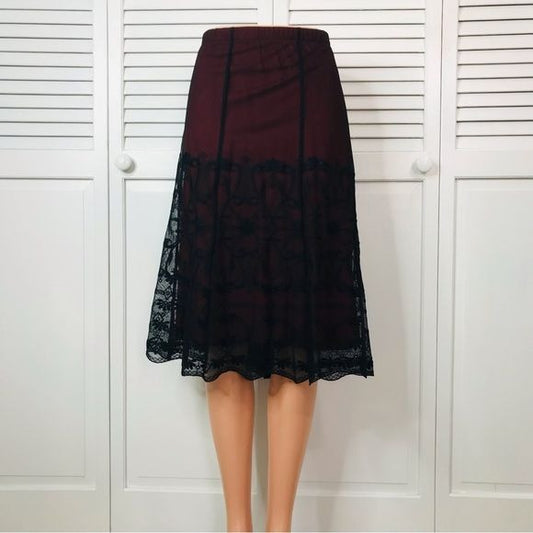 LANE BRYANT Black Red Embroidered Skirt Size 14/16 *NEW*