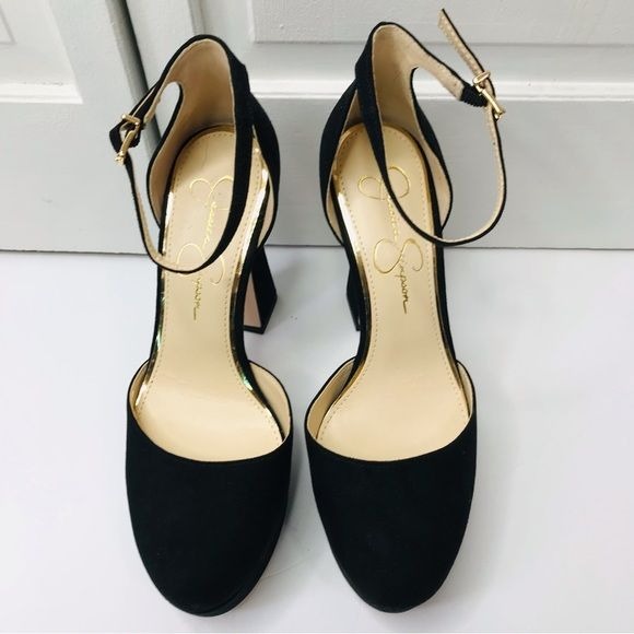 JESSICA SIMPSON Deirae Black Suede Platform Heels Size 8.5