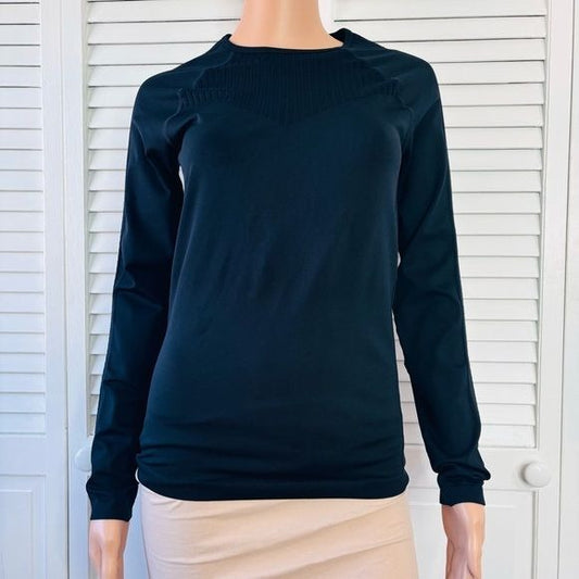 *New* FABLETICS Sync Seamless Long-Sleeve Black Top Size Small