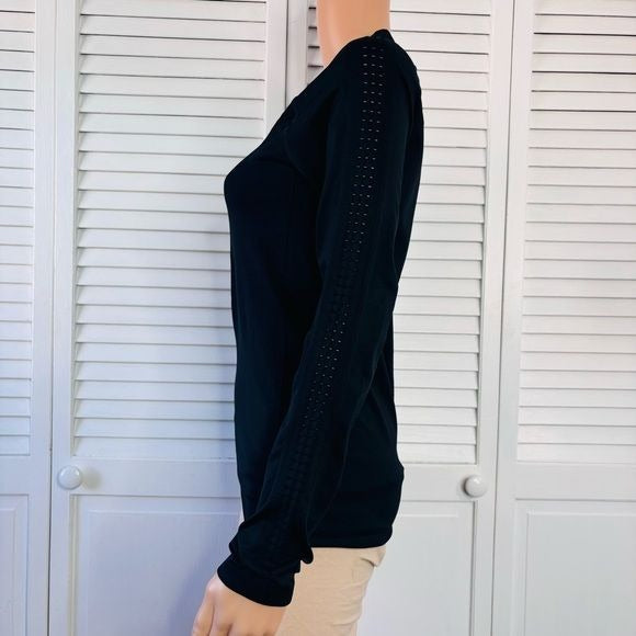 *New* FABLETICS Sync Seamless Long-Sleeve Black Top Size Small