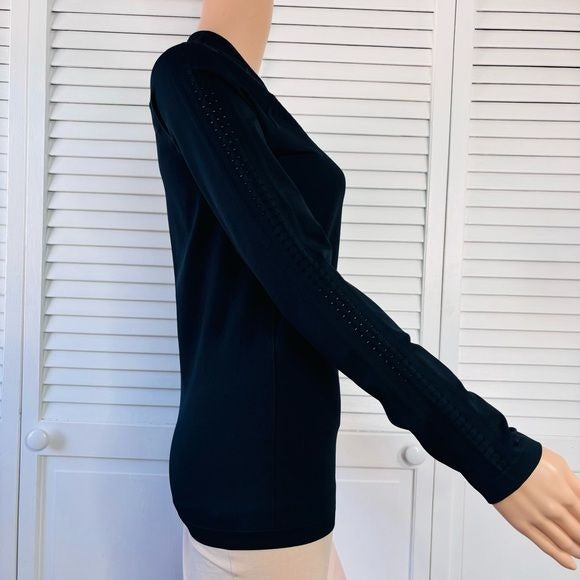 *New* FABLETICS Sync Seamless Long-Sleeve Black Top Size Small