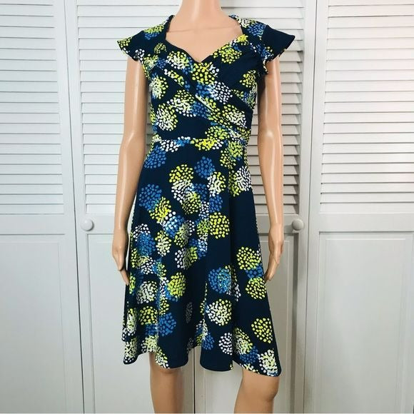 LEOTA Navy Blue Textured Stretch Shift Dress Size S *NEW*