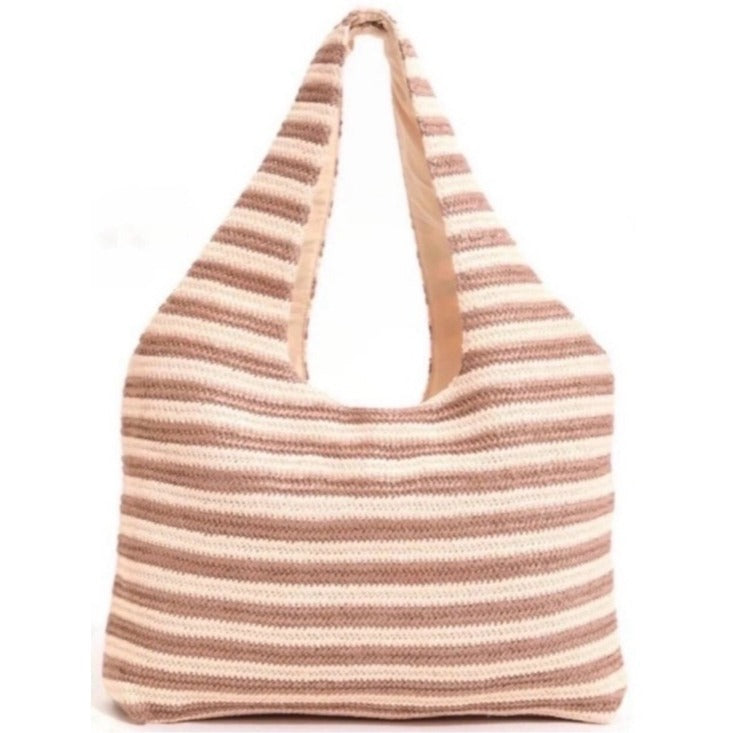 New BEACH RIOT Taupe Stripe Nantucket Tote