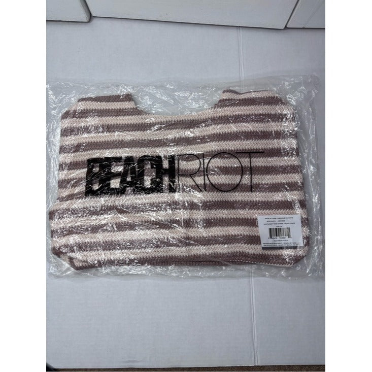New BEACH RIOT Taupe Stripe Nantucket Tote