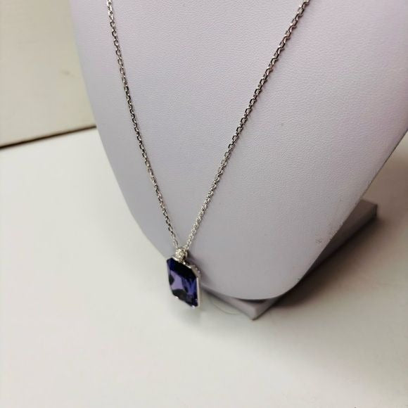 SWAROVSKI Purple Rhodium Plated Square Crystal Necklace