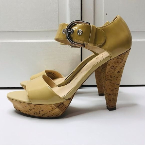 FRANCO SARTO Nude Cork Heels Size 9M